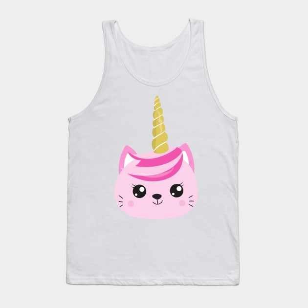 Unicorn Cat, Little Cat, Cute Cat, Pink Cat, Kitty Tank Top by Jelena Dunčević